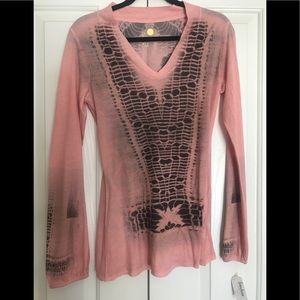 Long Sleeve Trendy Pink Oramomi Yoga Top (L) NWT